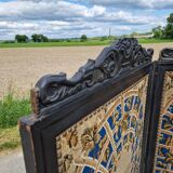 19th century black painted wooden folding screen