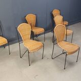 Chaises en osier par Frederick Weinberg, années 1960, lot de 6