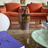 Mid-century Modern style brown artistic ceramic vase, Gabriele Bucci Italy