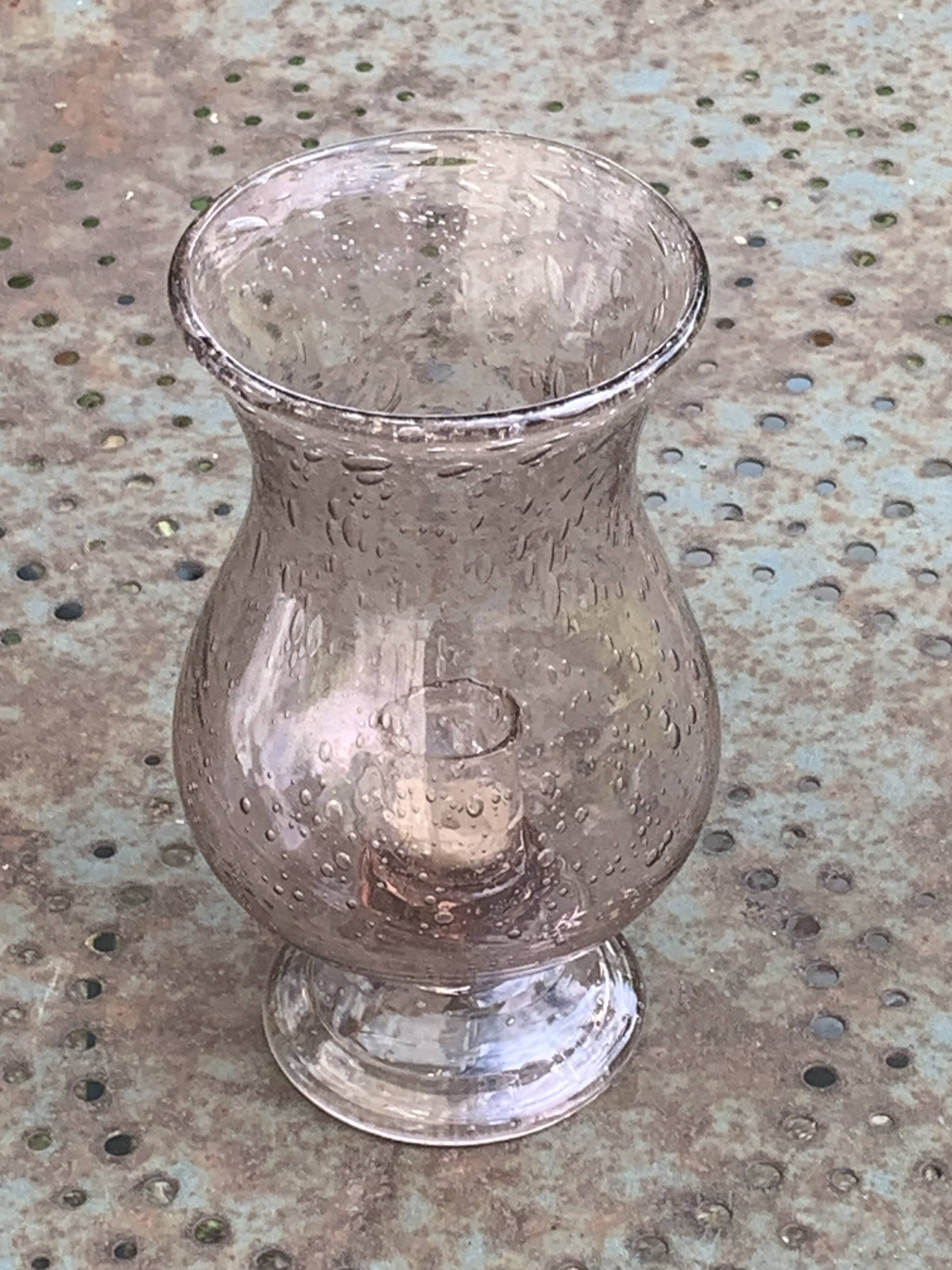 Photophore, Bougeoir en verre soufflé rose des sables de la verrerie de BIOT, made in france