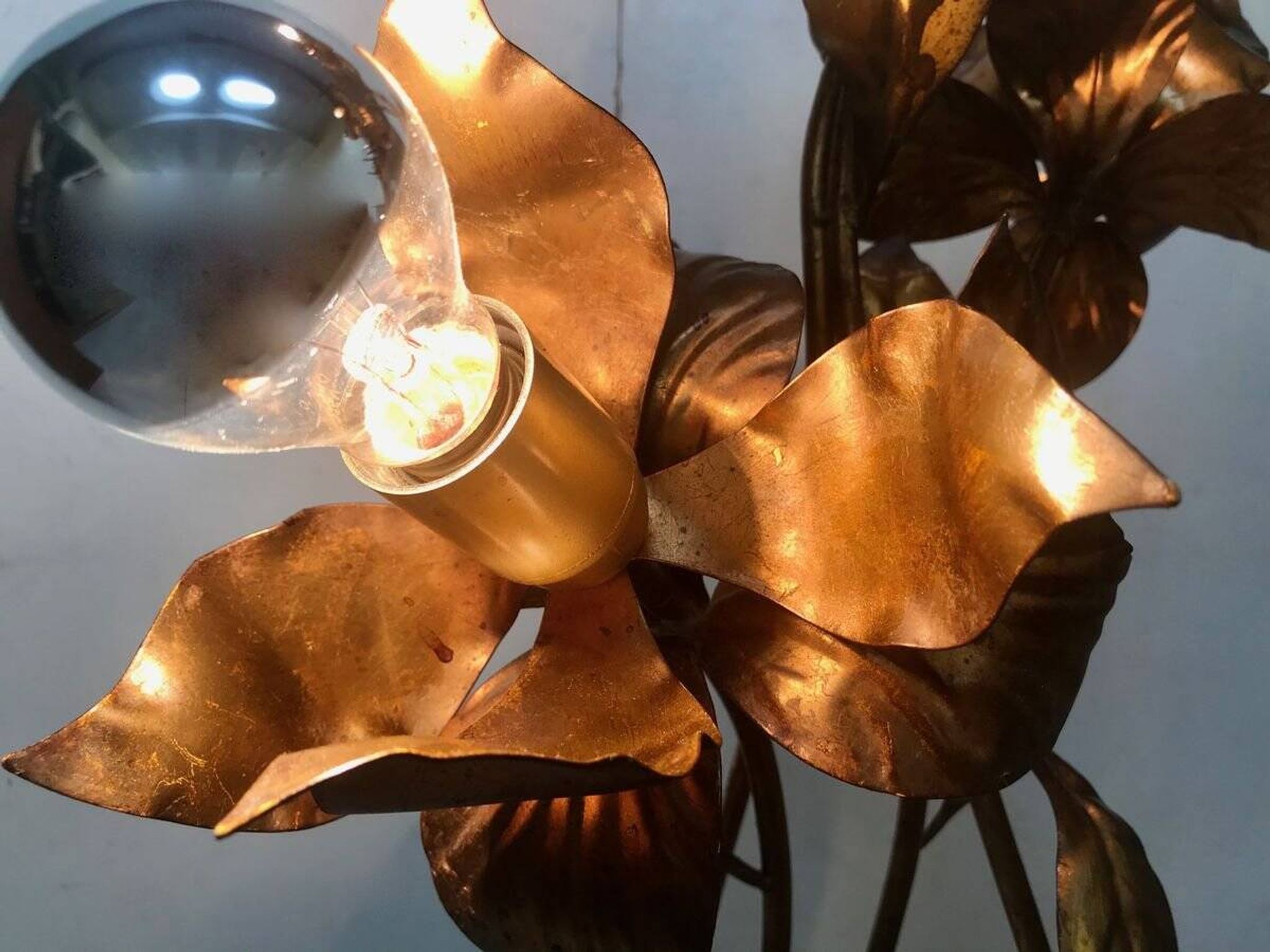 Gilded metal Florentine table or floor lamp by Hans Kögl, 1960s