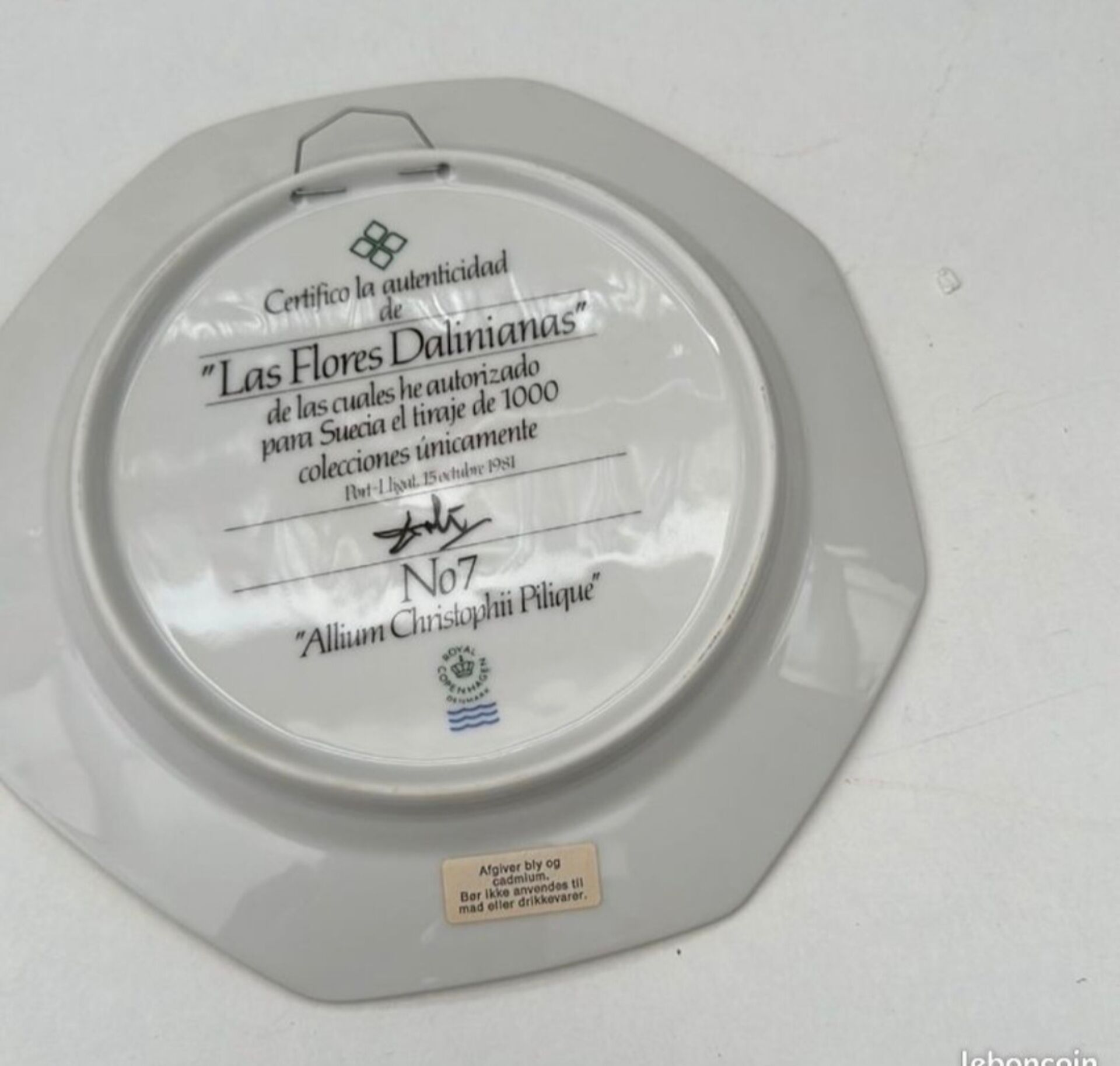 Royal Copenhagen Plate Salvador Dali Limited Edition Number 7