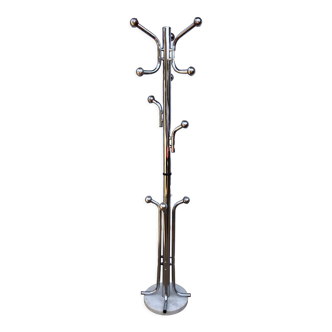 Coat rack chrome parrot with balls on marble foot 1970