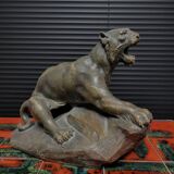 Keramieken beeld tijger, période Art déco, conçu par A. Fagotto