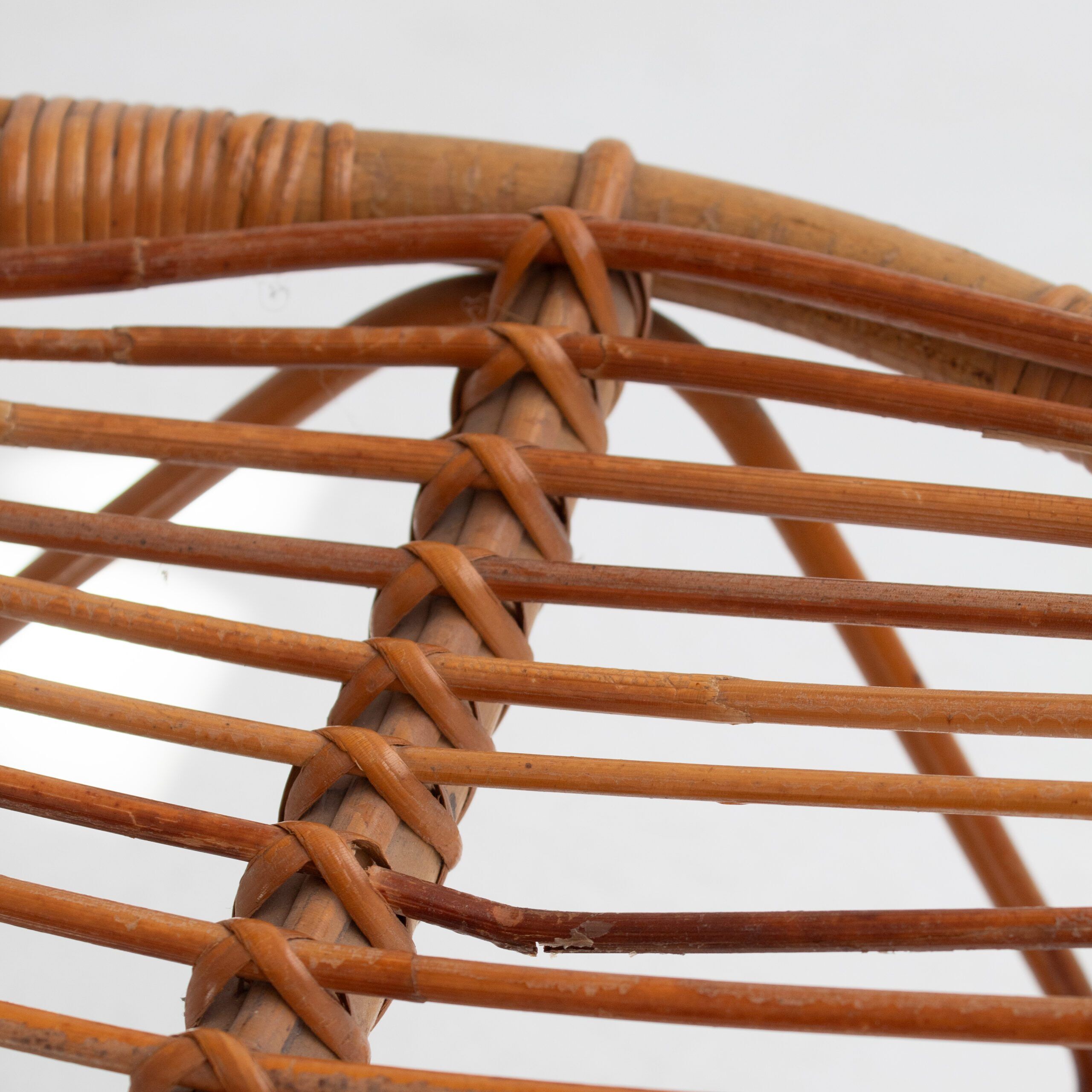 2x Italian bamboo and rattan high back chair, mid-century modernism, Italy 1960s