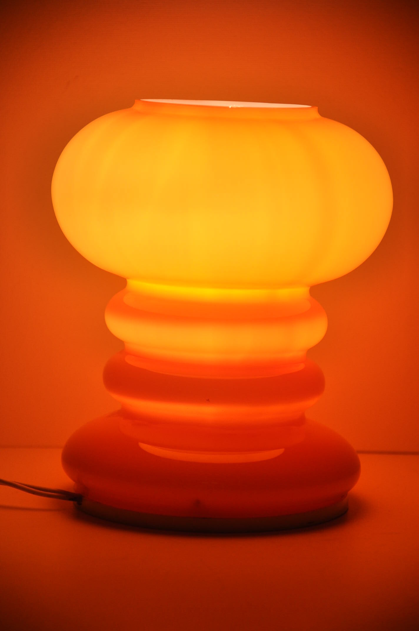 Orange glass table lamp, 1970