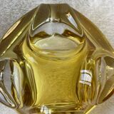 Cendrier vintage en verre bicolore jaune