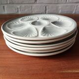 6 oyster plates moulin des loups france earthenware