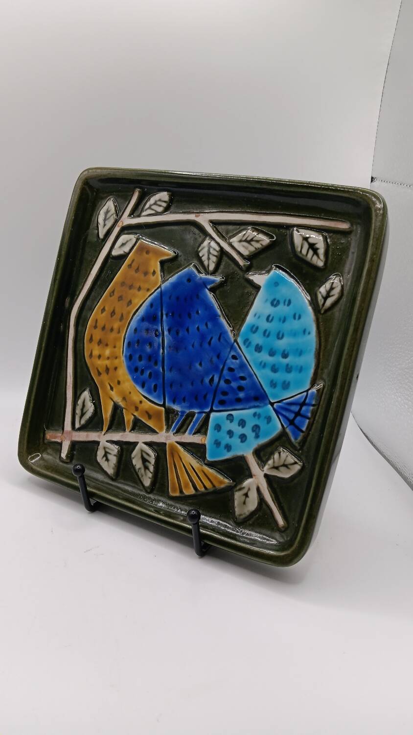 Enamelled plaque the 3 birds by Lisa Larson - Gustavsberg