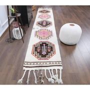 1980s Vintage Turkish Hand-Knotted Wool Cotton White Runner Rug 75x385