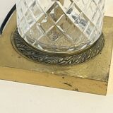 Large Albret crystal lamp in brass and neoclassical opaline glass globe