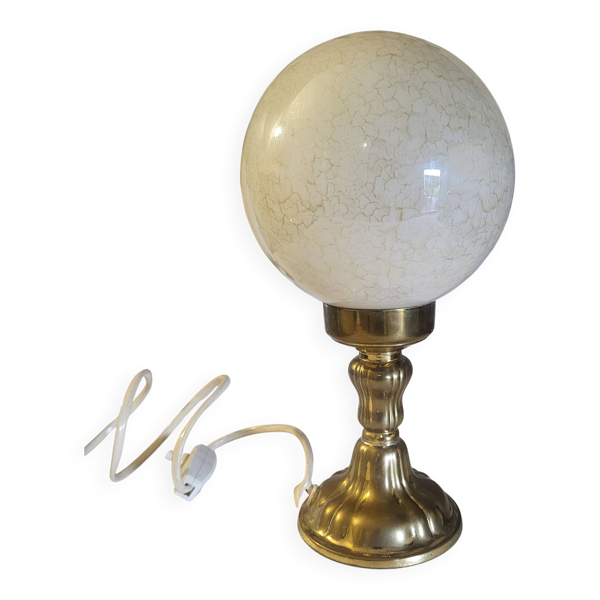 Lampe globe oeuf craquelé à poser, vintage, 1960-70