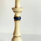 Beige and Blue Turned Wood LAMP
