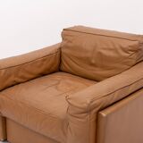 Fauteuils club italiens modernes en cuir cognac