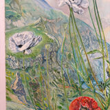 The foot of white poppies, signed Maurice Bouillot 1972