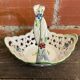 Vintage white openwork ceramic basket with flower decoration for lancel
