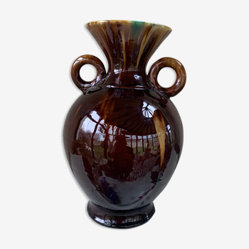 Vase amphore en céramique émaillée vallauris signe E.Covain vintage
