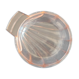 Pink glass soap dish