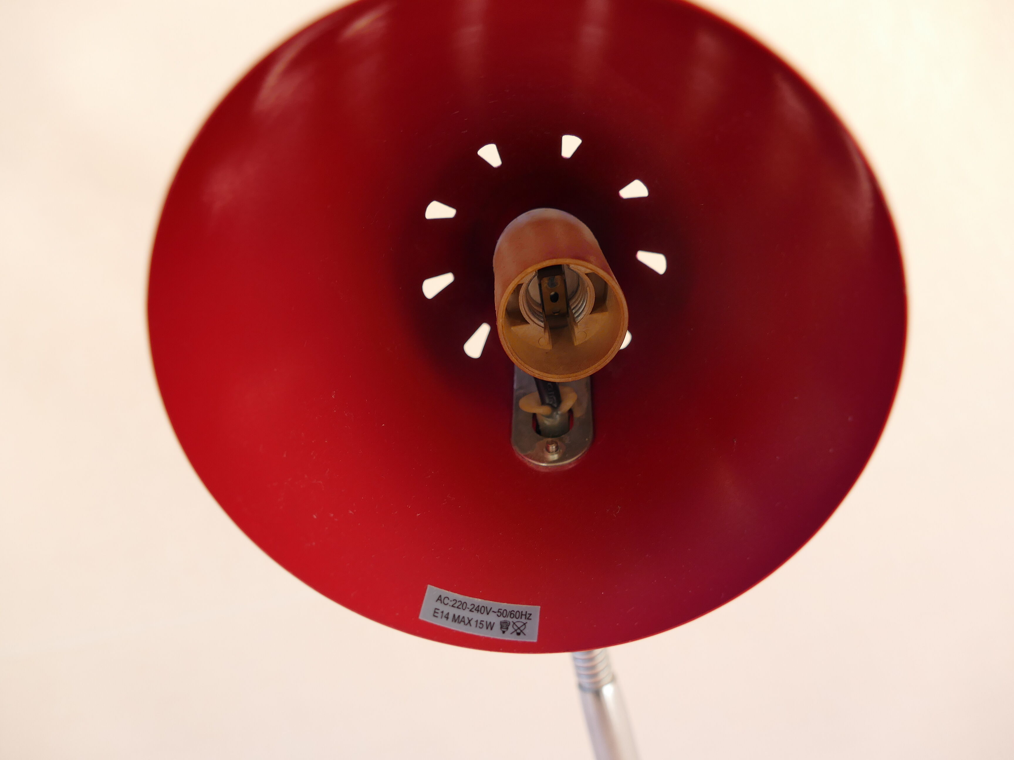 Vintage 80s metal red desk lamp with articulated arm