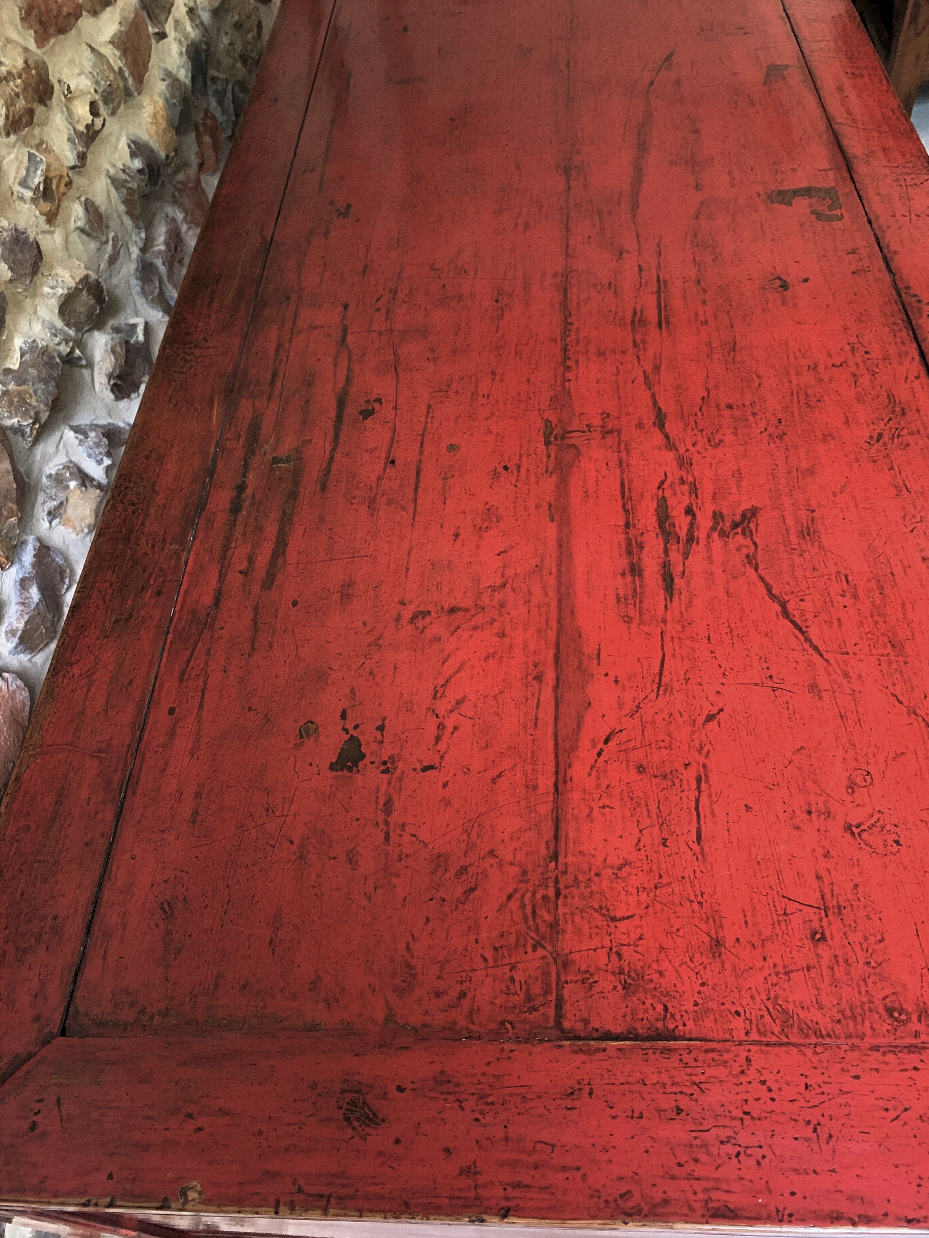 Ancient Chinese red laqué desk