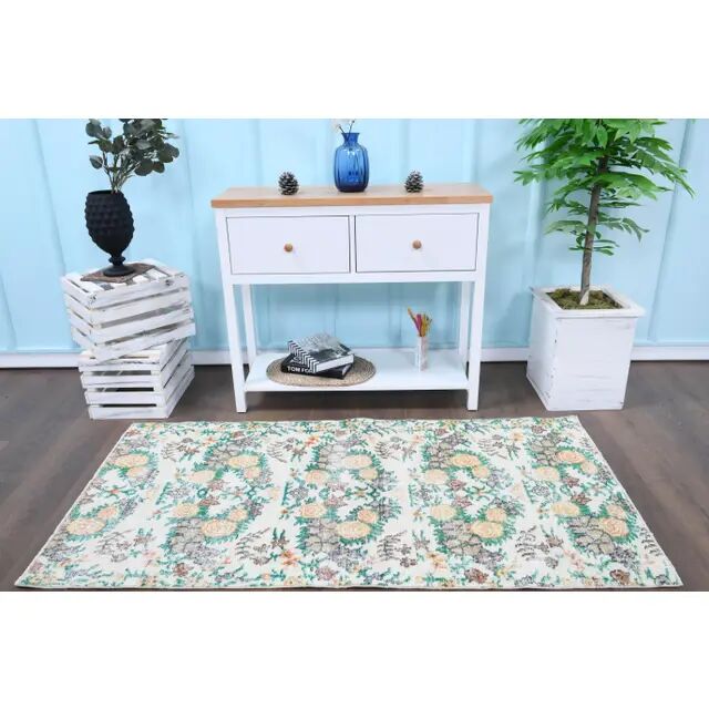 1970s Vintage Turkish Hand-Knotted Area Rug 86x177