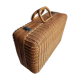 Wicker case or suitcase with vintage fabric lining