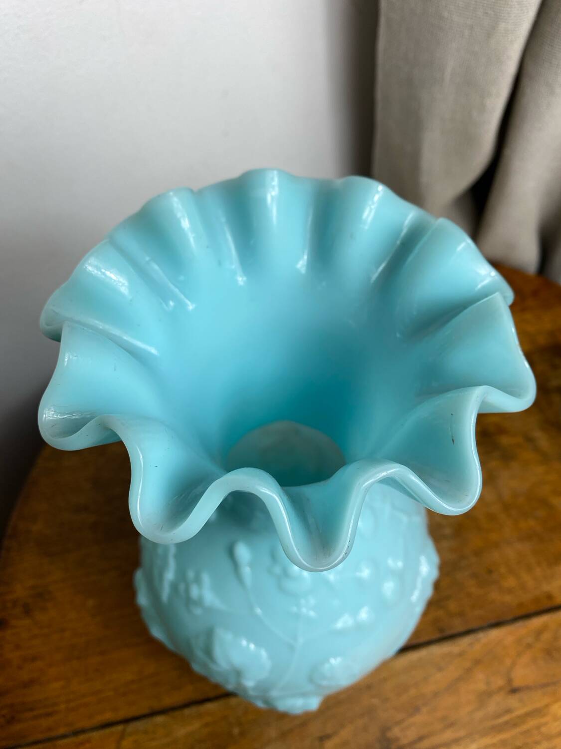 Blue opaline glass vase