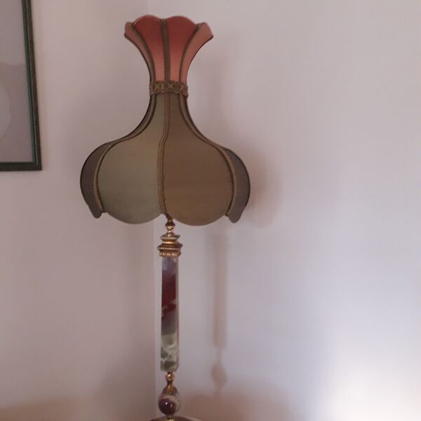 Lampe sur pied onyx et abt-jour fait main
