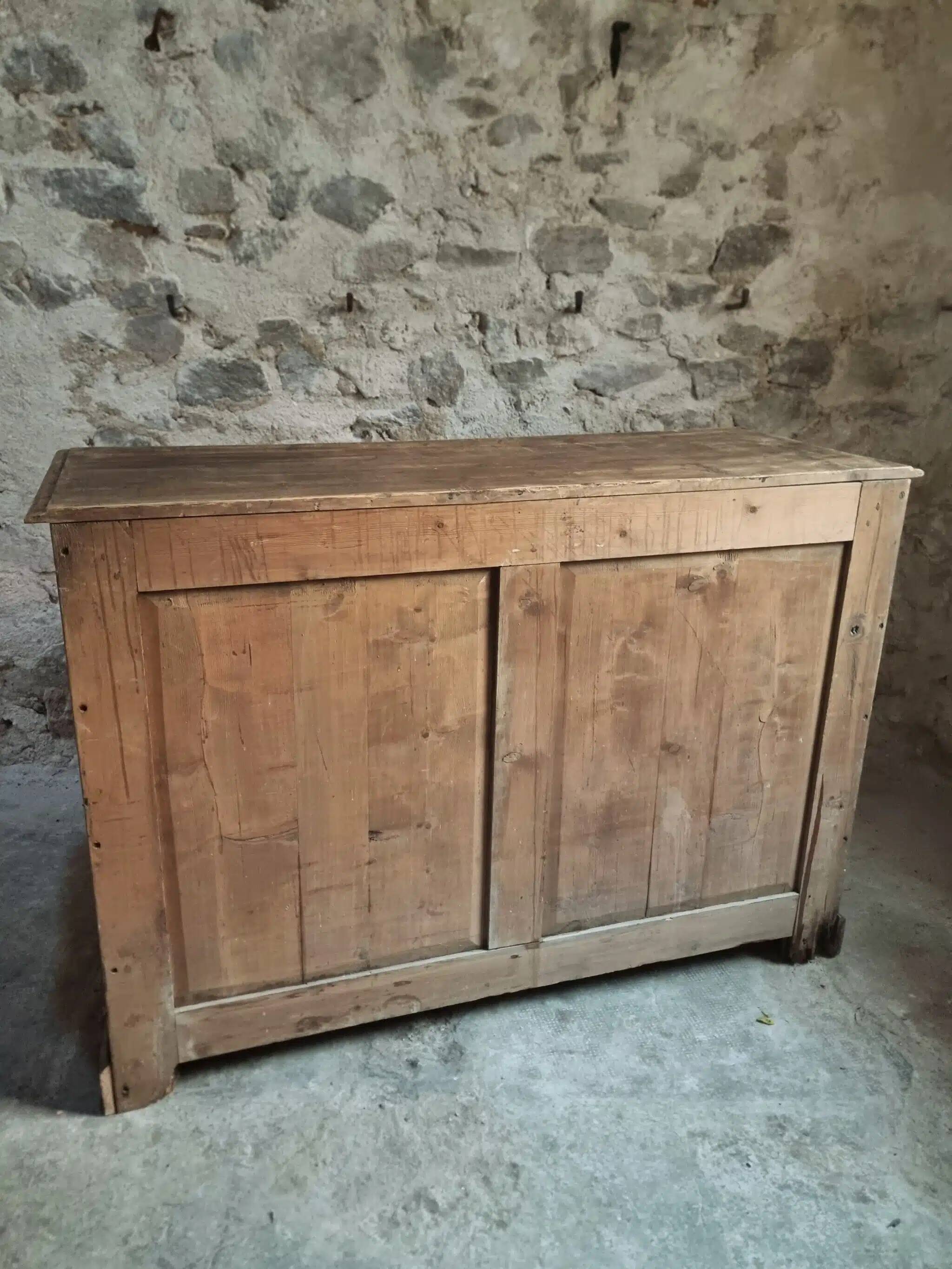 Antique French work cabinet in pine with two doors – rustic country style