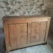 Antique French work cabinet in pine with two doors – rustic country style