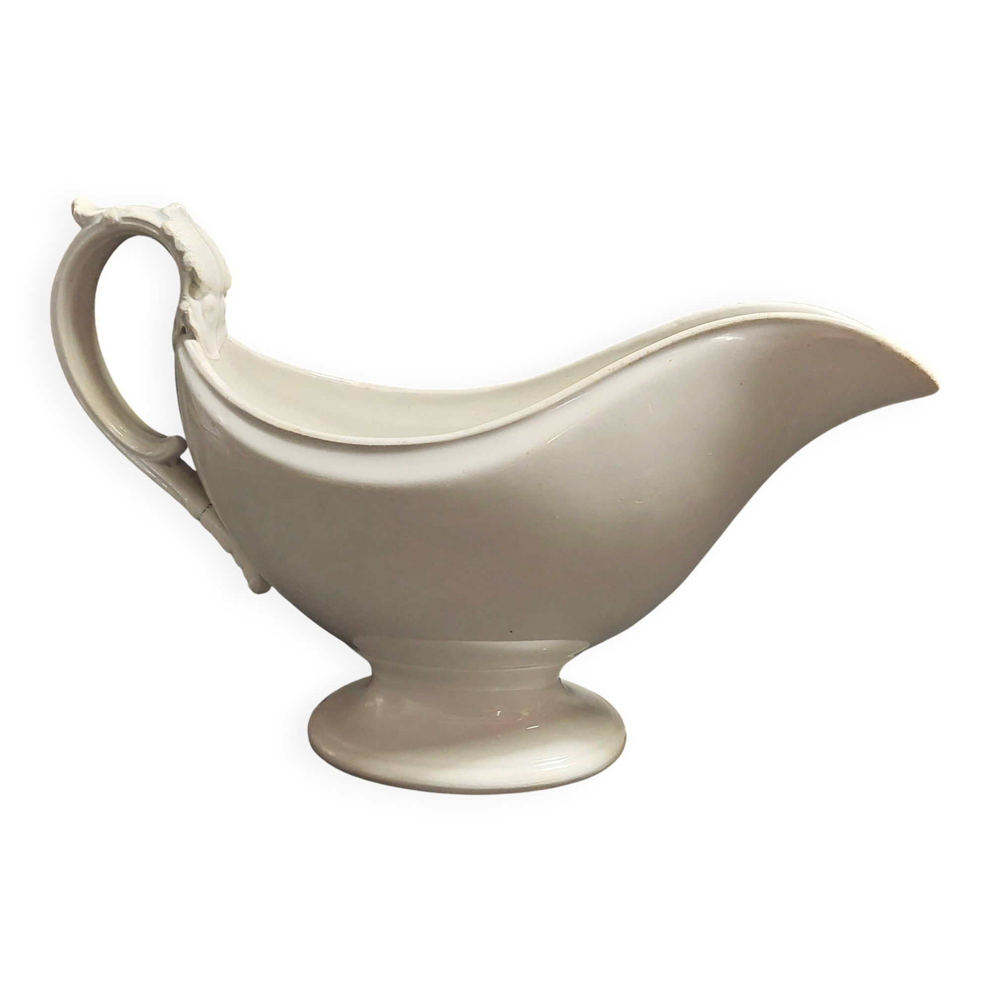 White iron earth sauce boat from Creil and Montereau, late 19th century