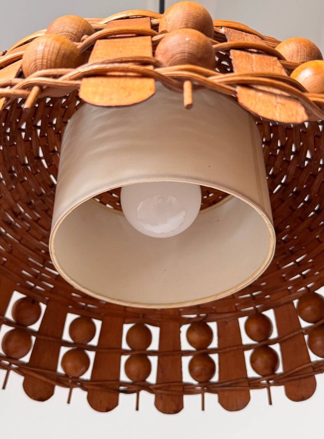 70s woven wicker pendant light