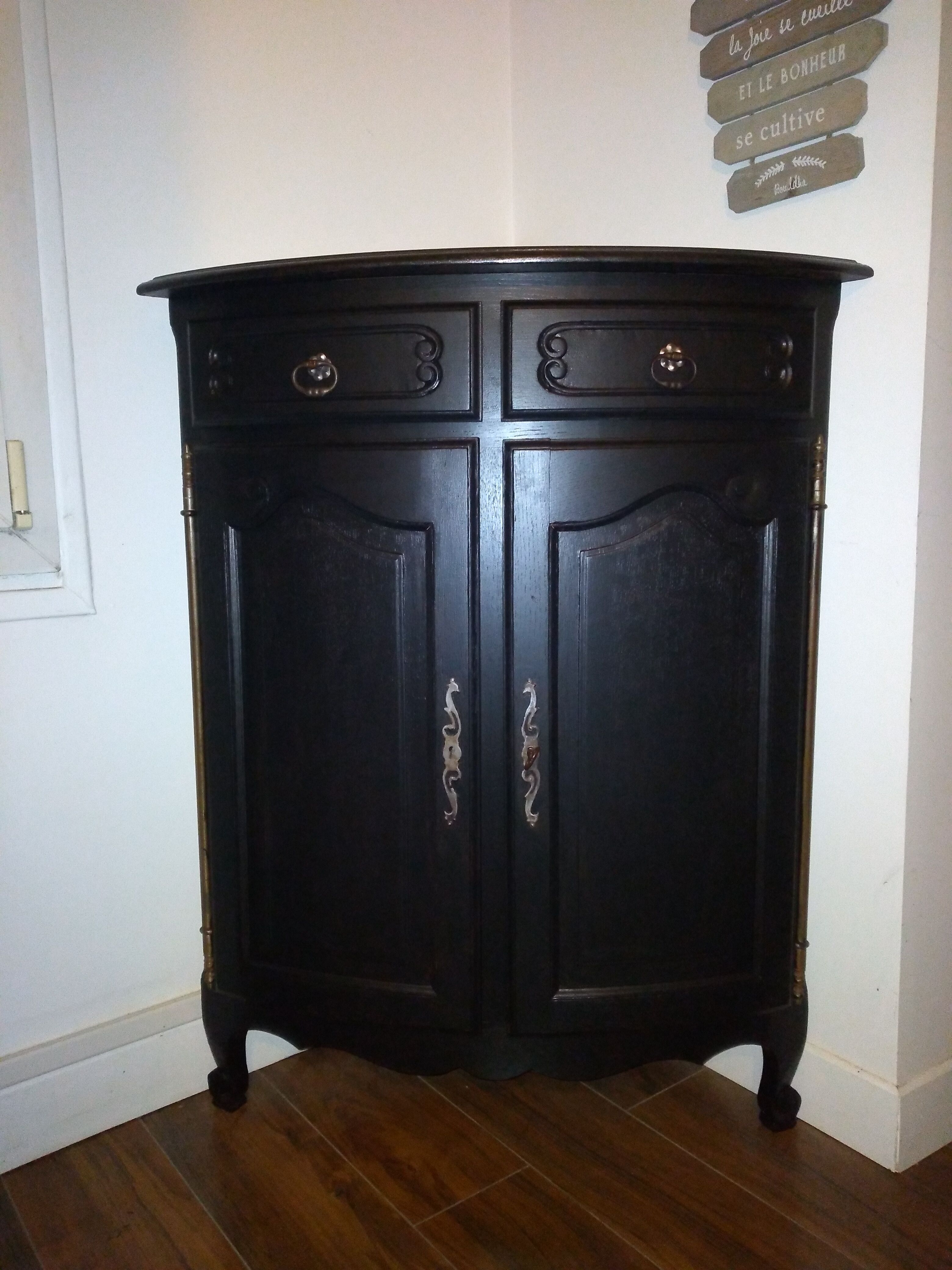 Corner sideboard louis XV style black