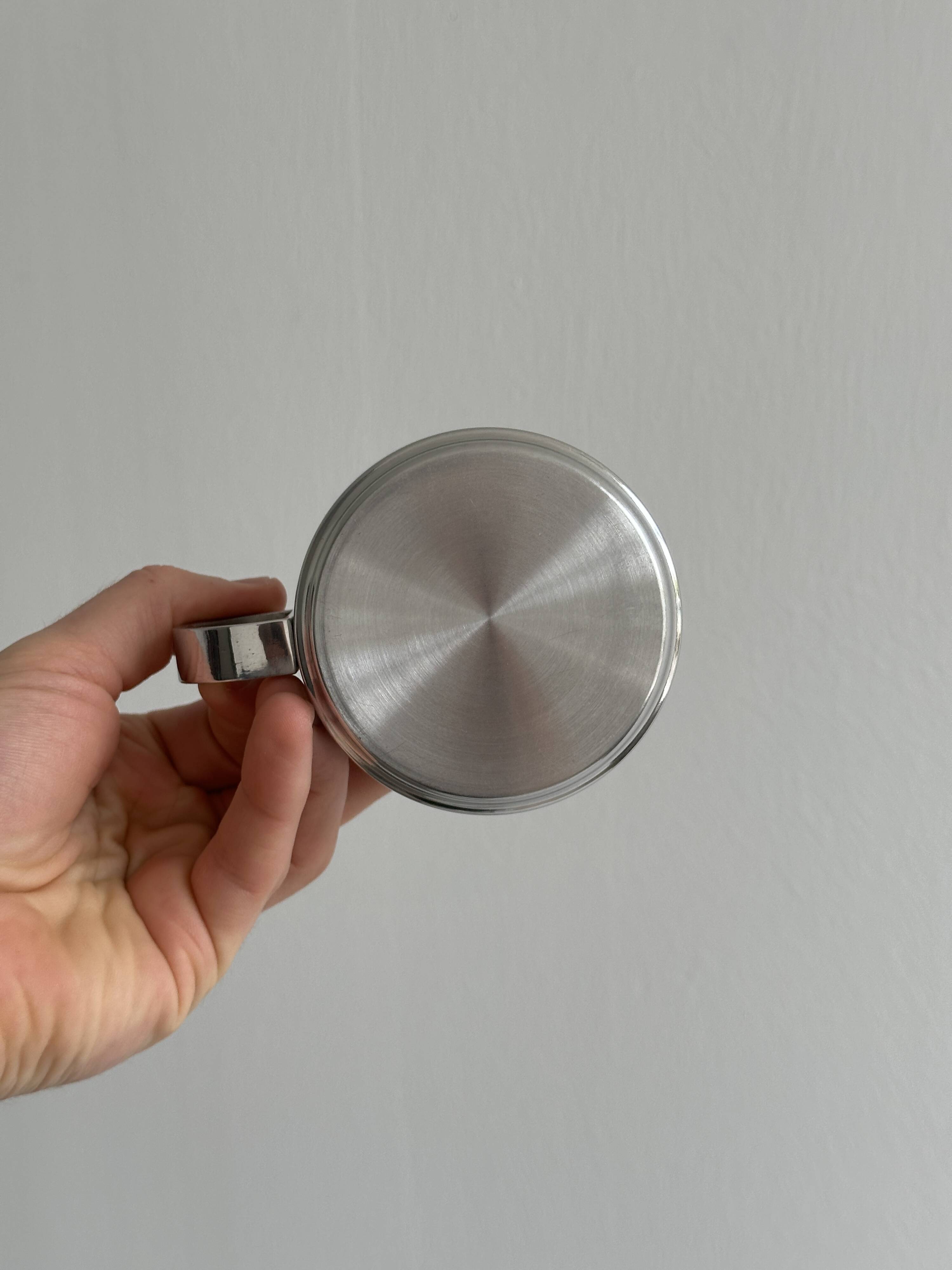 Designer stainless steel cups with tray and spoon