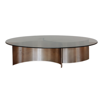 Coffee table smoked glass 70's