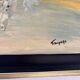 Abstract Lyrical Tableau Oil on Canvas Black and Gold Frame 1960s