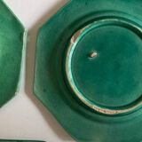 Set of 5 octagonal plates glazed clay beads 1950