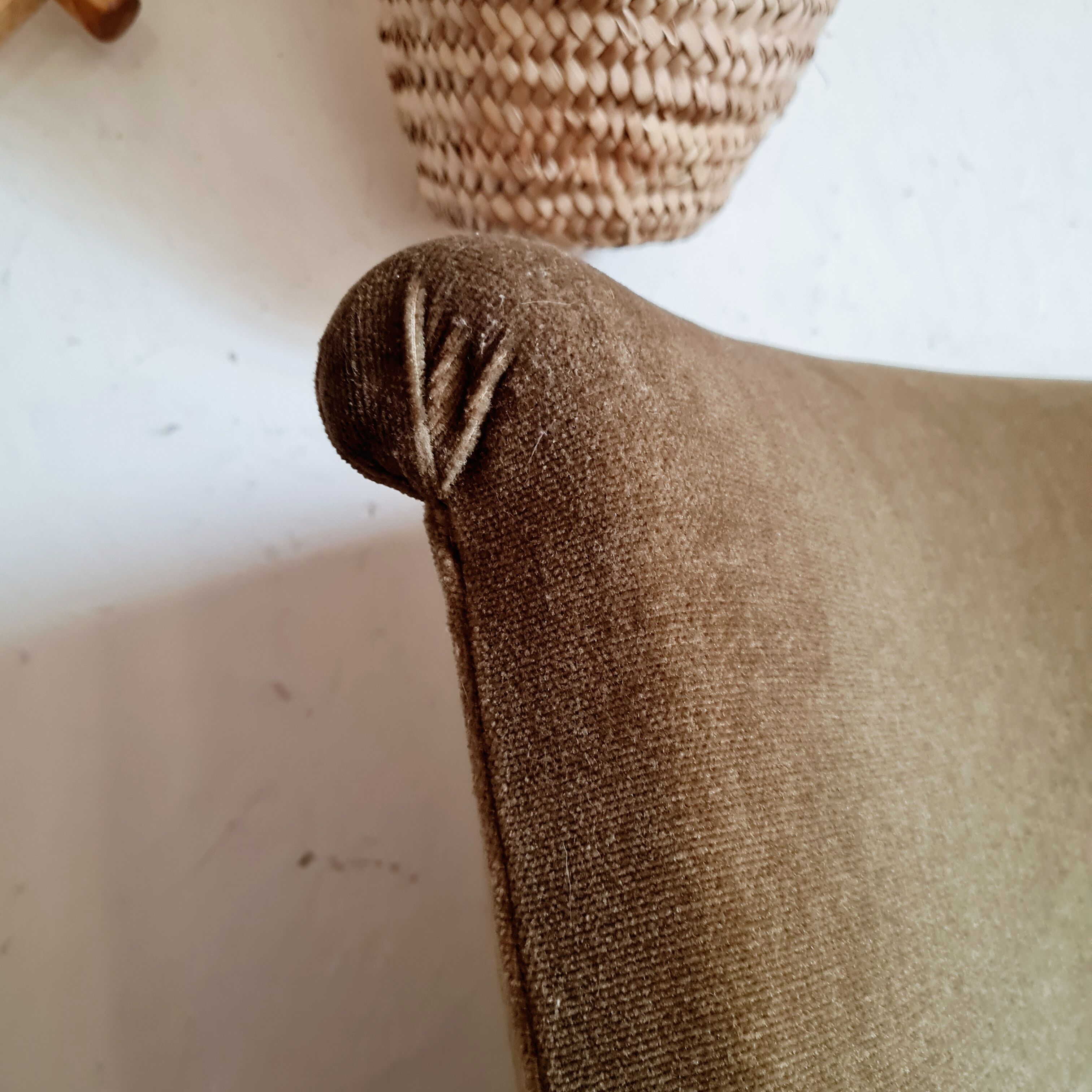 Bronze green velvet toad armchair