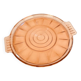 Round pink molded glass tray