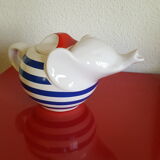 Blue-striped elephant teapot