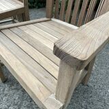 Set of 2 unfinished wooden armchairs (teak)