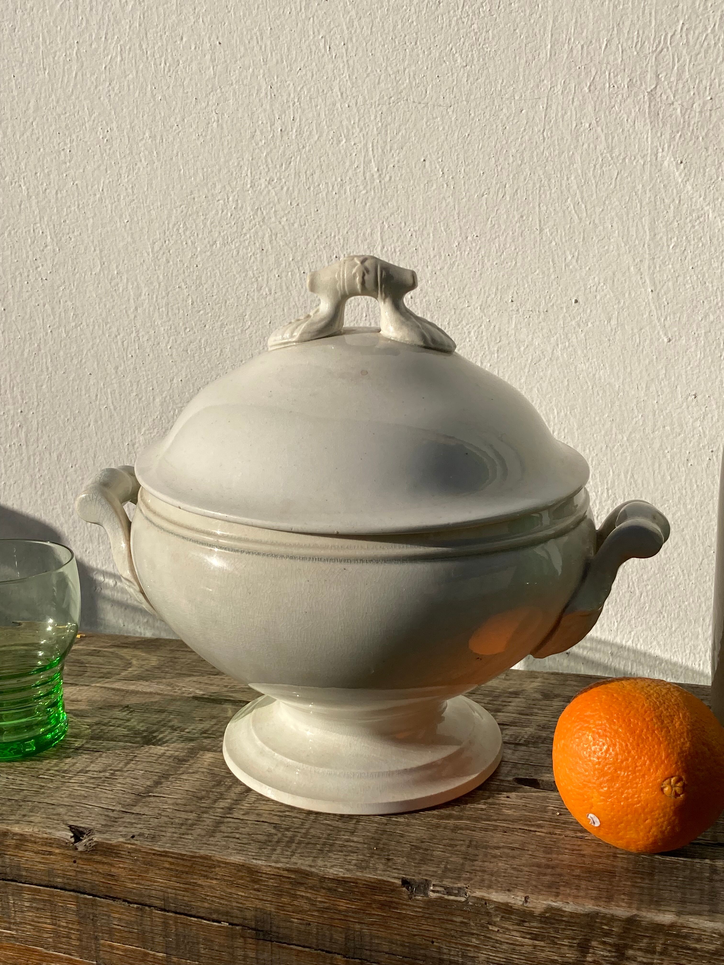 White earthenware tureen from Sarreguemines
