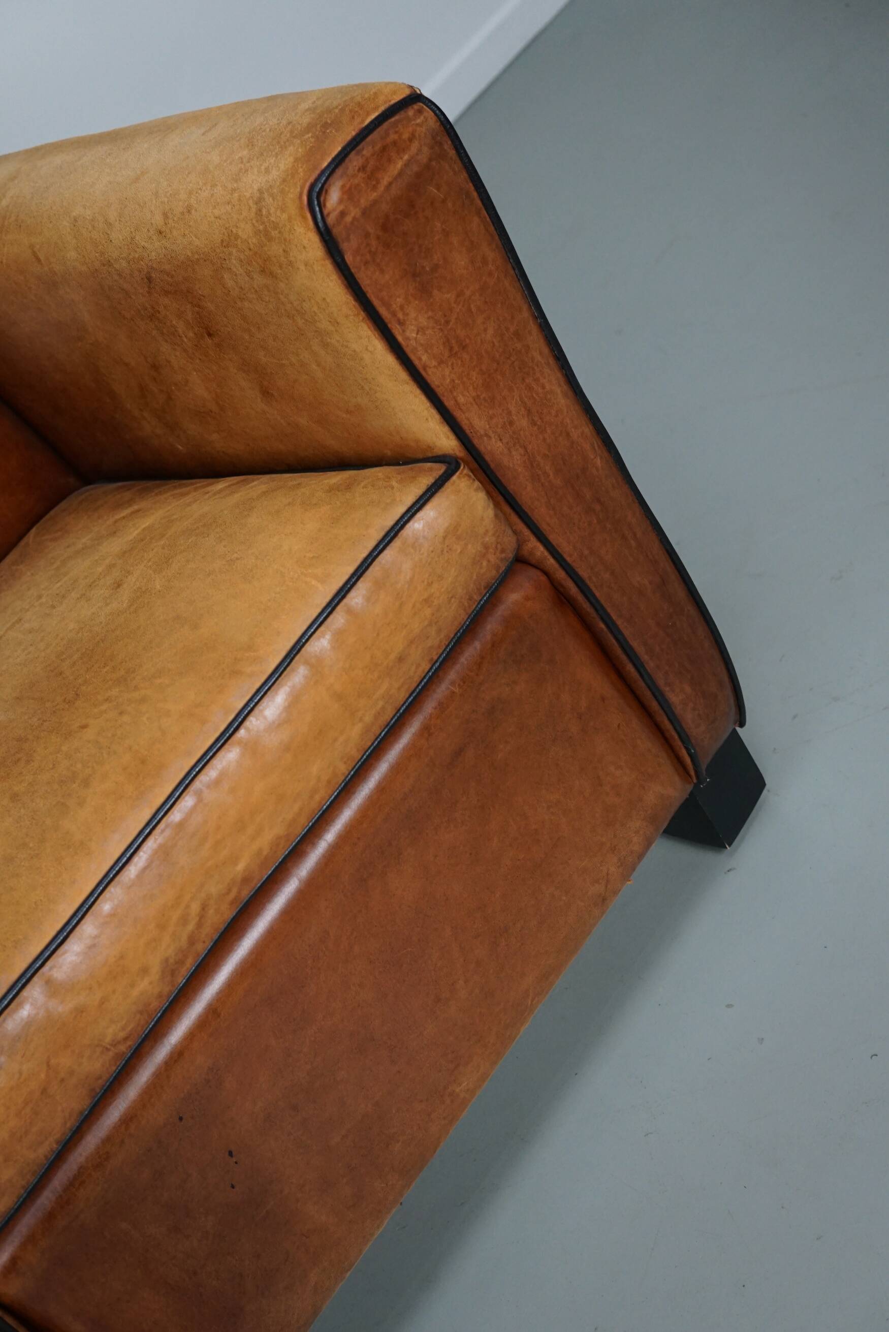 Fauteuils de club en cuir couleur cognac néerlandais vintage, ensemble de 2