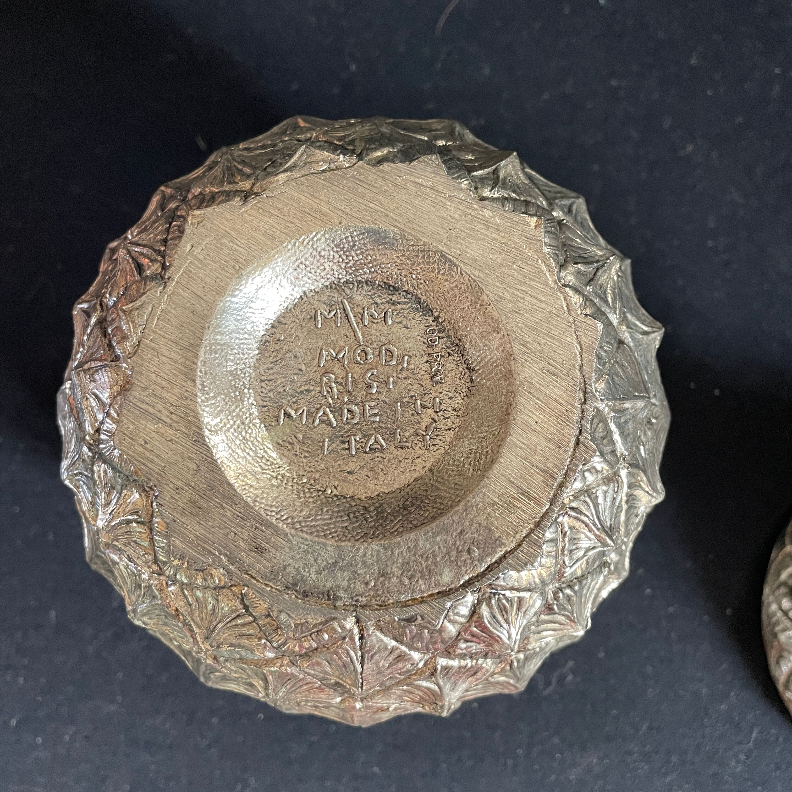 Pineapple Mauro Manetti ce cube tray in silver metal design 1960 M/M vintage