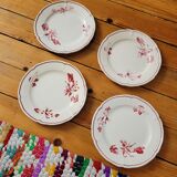 Lot de 4 assiettes à dessert MBFA Décoré main
