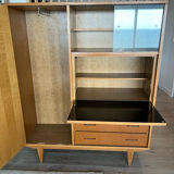 Armoire multifonctions en bois et rotin