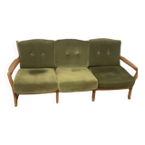70's velvet and wood sofa