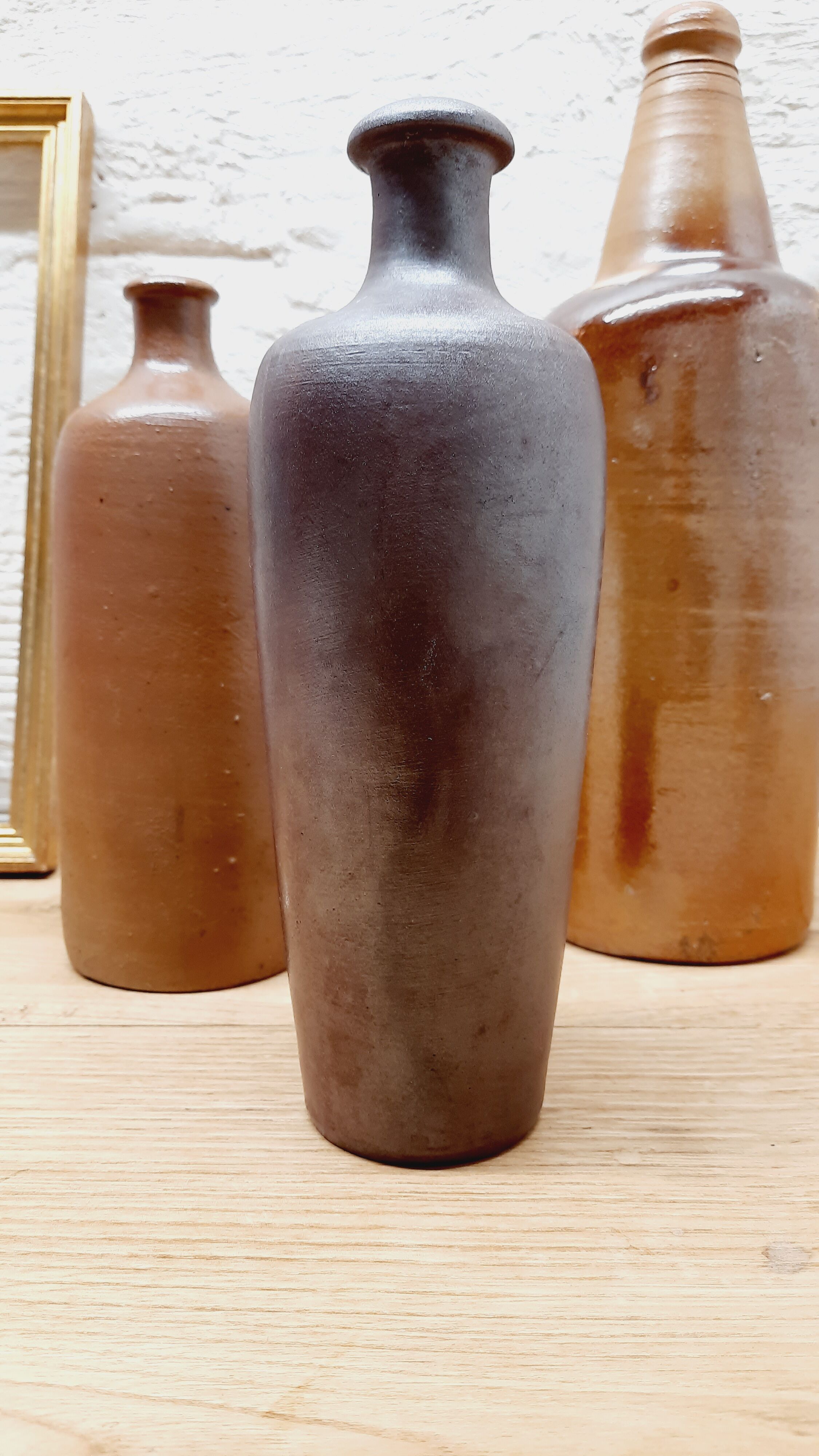 Lot de 3 bouteilles en grès