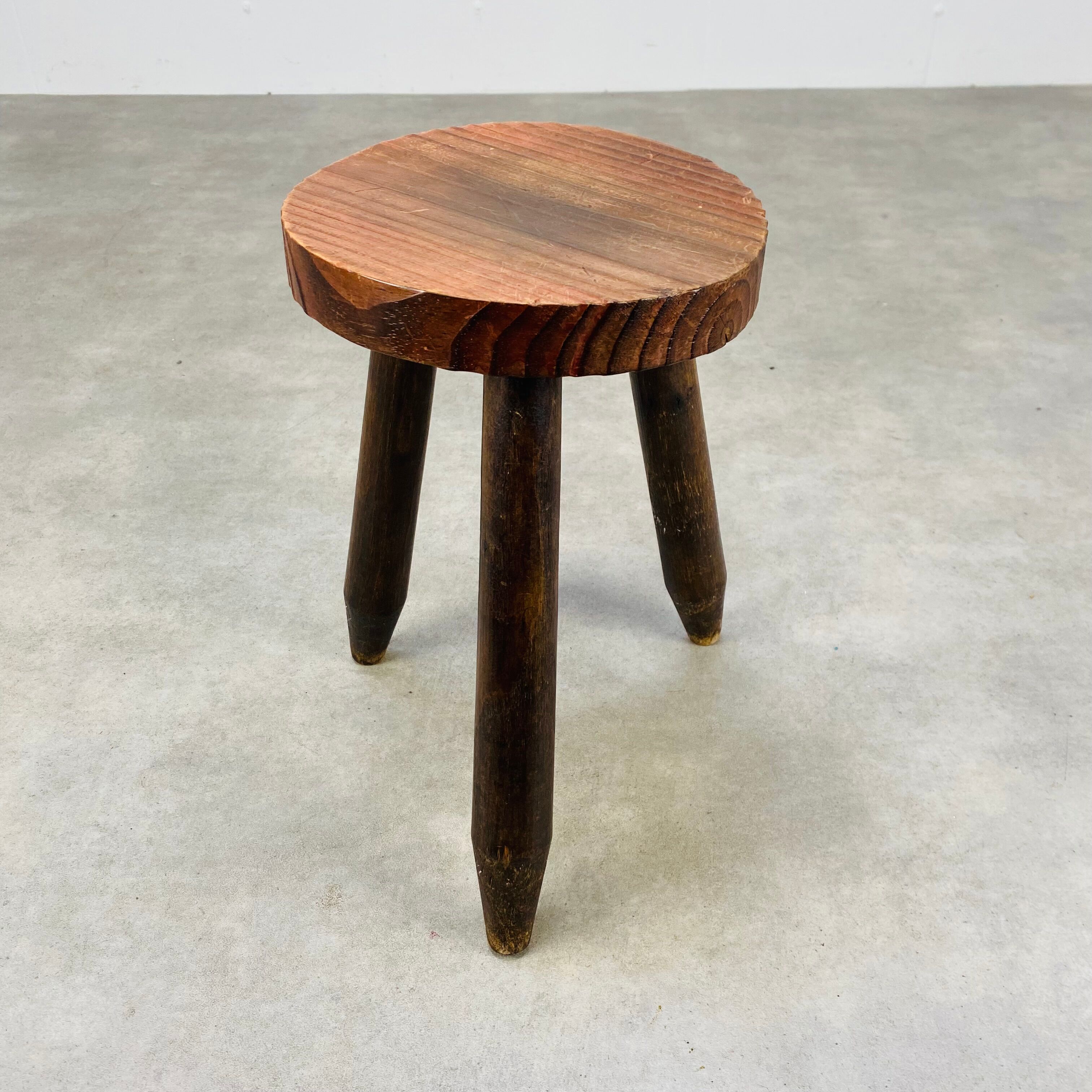Brutalist wood tripod stool