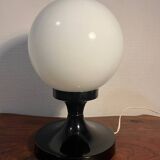 Opaline and black metal table lamp, 1980s